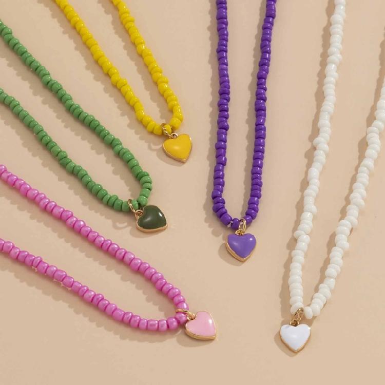 Bohemia Chokers Necklaces Women Arcylic Beads Jewelry Necklace Heart Decoration