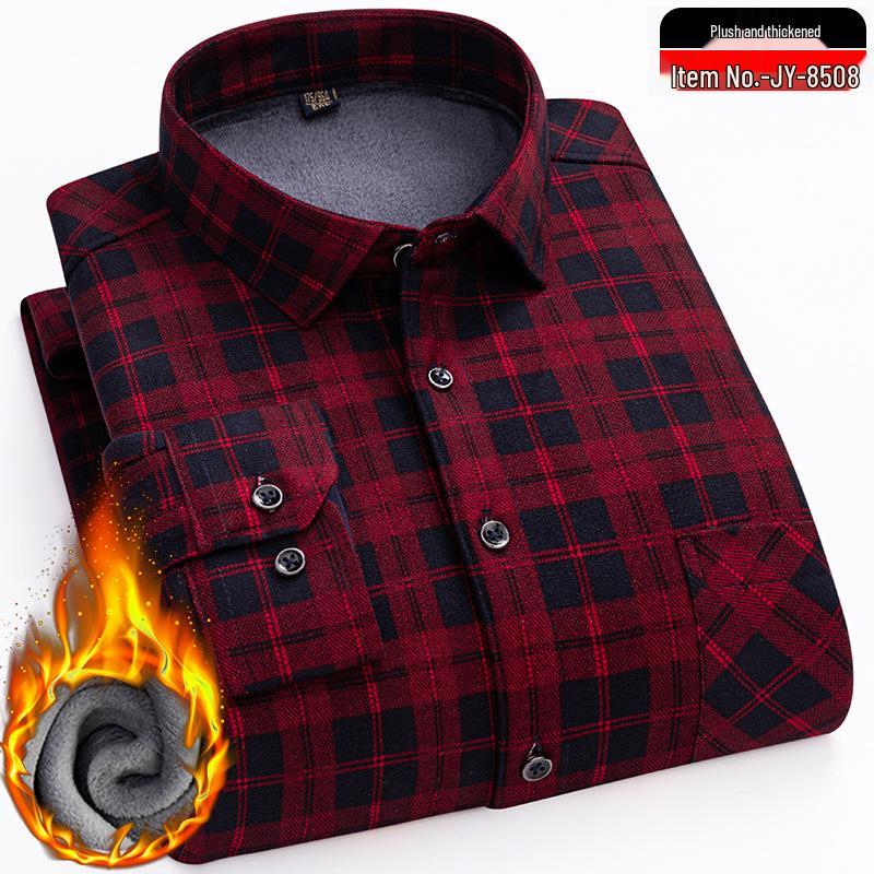 Men's Winter Warm Double-Sided Velvet Long-Sleeve Shirt