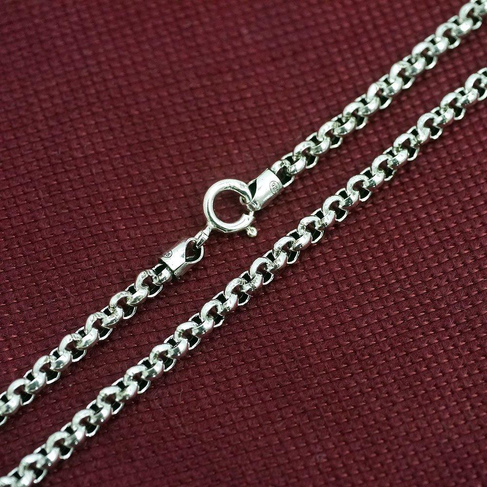 Silver One 925 Silver Round Necklace Chain for Men [Silver, 3mm Wide, 51cm Long]