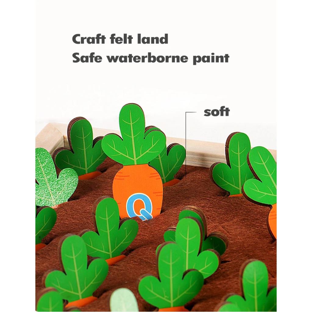 Children Pulling Carrot Language Learning Toys Montessori Game Wooden Box Farm Harvest Radishes Alphabet Early Educational Toys