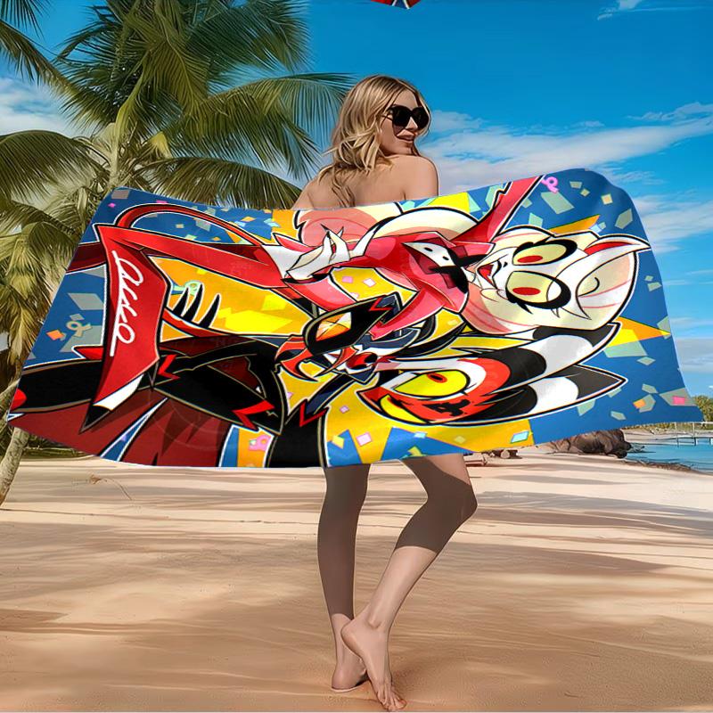 Vibrant Devilish Hazbin Beach Towel Microfiber Beach Towel, Lightweight and Quick-Dry, for Summer Travel, Swimming Pool Fan Birthday Gift