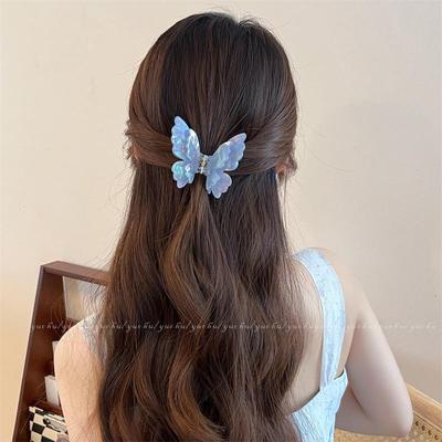 Eleganter Doppellagiger Schmetterling Haarklammer: Exquisites Sommer-Acetat-Accessoire für Damen - High-End Hai- & Kleine-Klammer-Design
