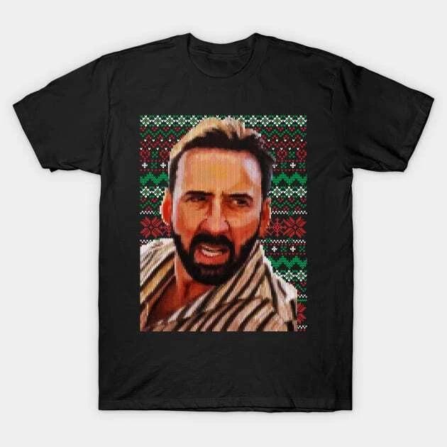 Nicolas Cage Pedro Pascal Meme - Ugly Xmas Part 1 Made in Australia T-Shirt