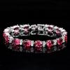 ThreeGraces Lucido Azzurro Cubic Zirconia Colore Argento Moda CZ Bracciale Tennis per Donne Gioielli per Festa di Fidanzamento BR236
