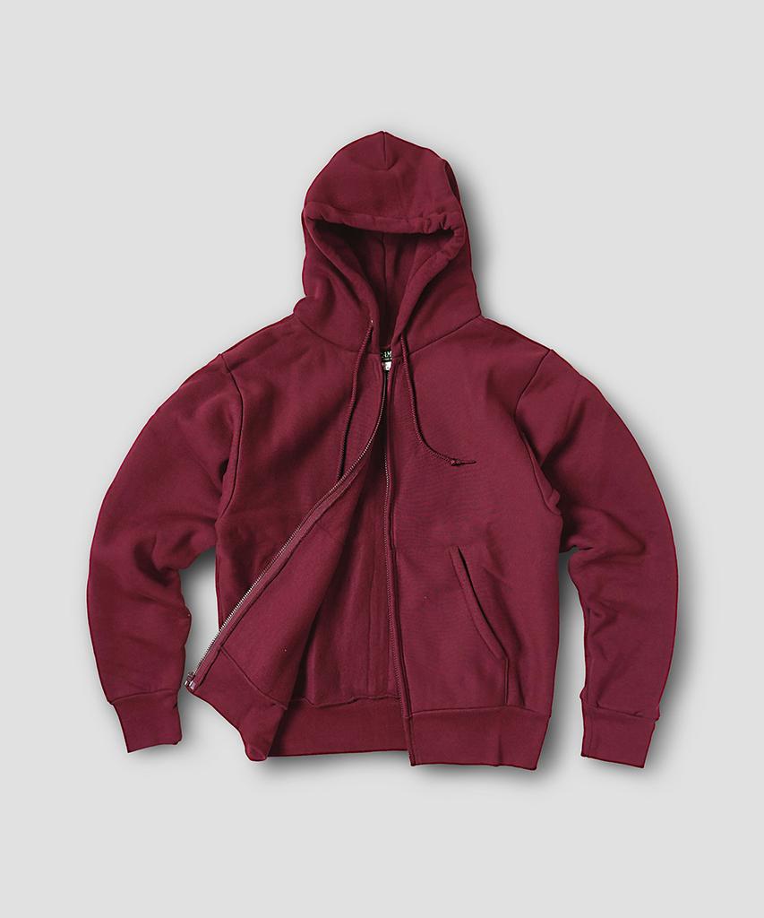 Camber Sportswear Cross-Knit Zipper Hoodie, Burgundy (Type A)