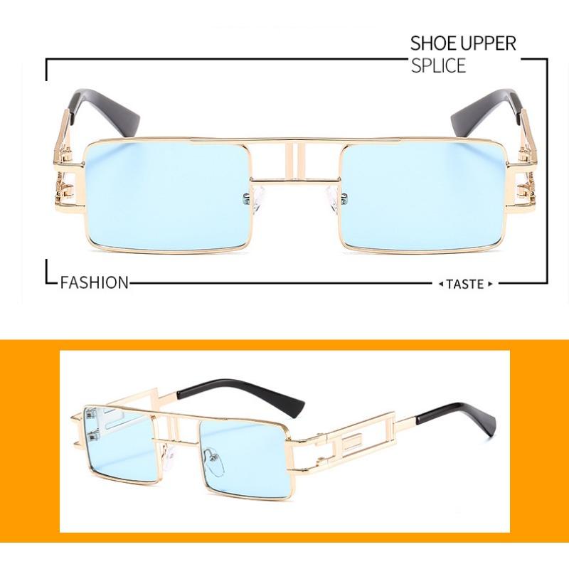 Vintage Retro Punk Rectangle Sunglasses for Women Fashion Hollow Out Metal Frameds Steampunk Style Sunglasses Men Eyewear Mirror Oculos De Sol UV400