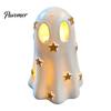 Warm LED Bedside Lamp Halloween Ghost Decoration, Cute Light Up Figurine, Spooky Resin Small Night for Bedroom Statue with Shelf Mantel Indoor