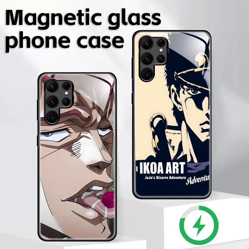 HOT JOJO Steel Ball Run Phone Case For Samsung S26 S25 S24 S23 S22 S21 Plus Ultra Note20 Glass Magnetic Case