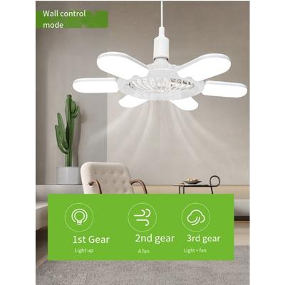 1PC E27 Screw Fan Light New 6U Type 6-leaf Folding Ceiling Fan Light Bedroom Living Room Kitchen Strong Wind Super Bright
