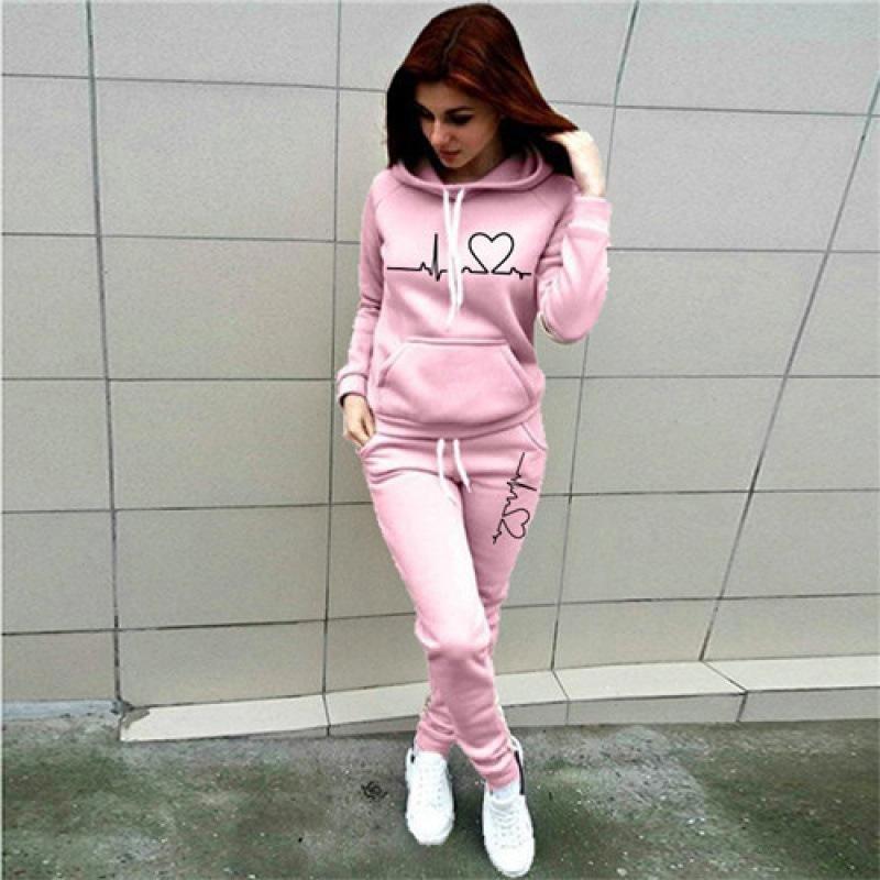 Tuta Maglione da Donna Tuta Sportiva Casual da Donna con Cappuccio Maglione alla Moda in Pile