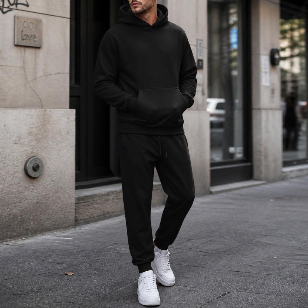 Completo da Ginnastica con Cappuccio da Uomo per Autunno Inverno, Spesso Pullover a Vestibilità Larga Tuta da Corsa, Abbigliamento Casual Atletico per Jogging