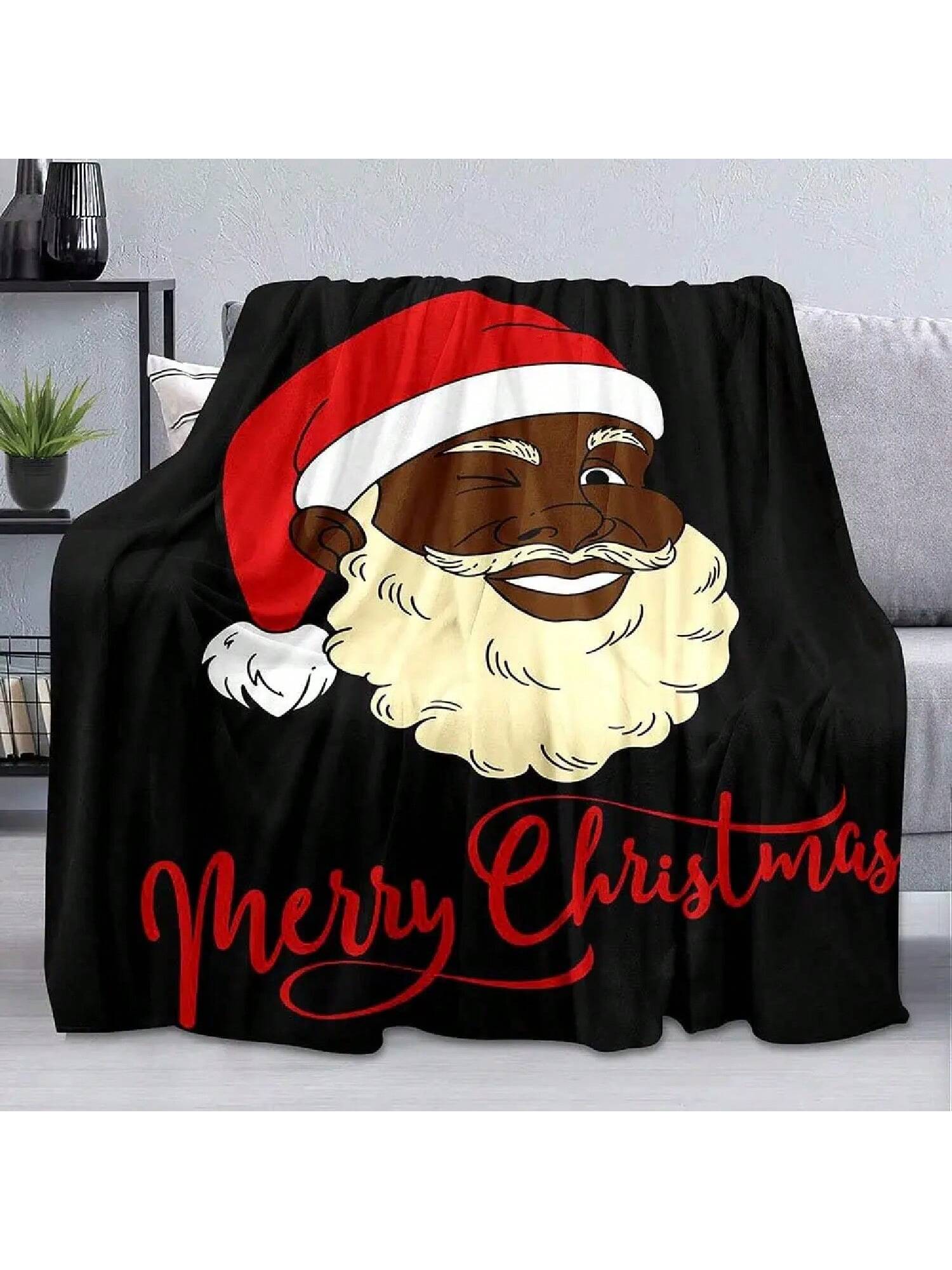 Santa Claus Blanket Funny Polar Bear Throw Blanket For Girls Boys Super Soft Cozy Christmas Tree Fuzzy For Couch Sofa Bed Gifts 75X95CM