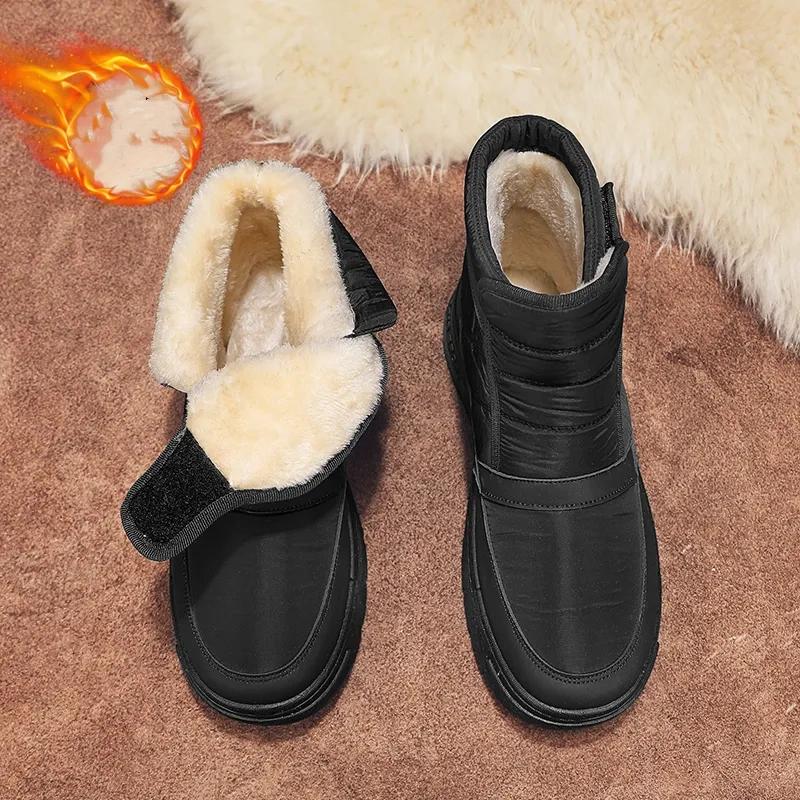 Kältefeste Schneestiefel Herren Winter Plus Samt Dick Warm Klettverschluss Große Baumwollschuhe