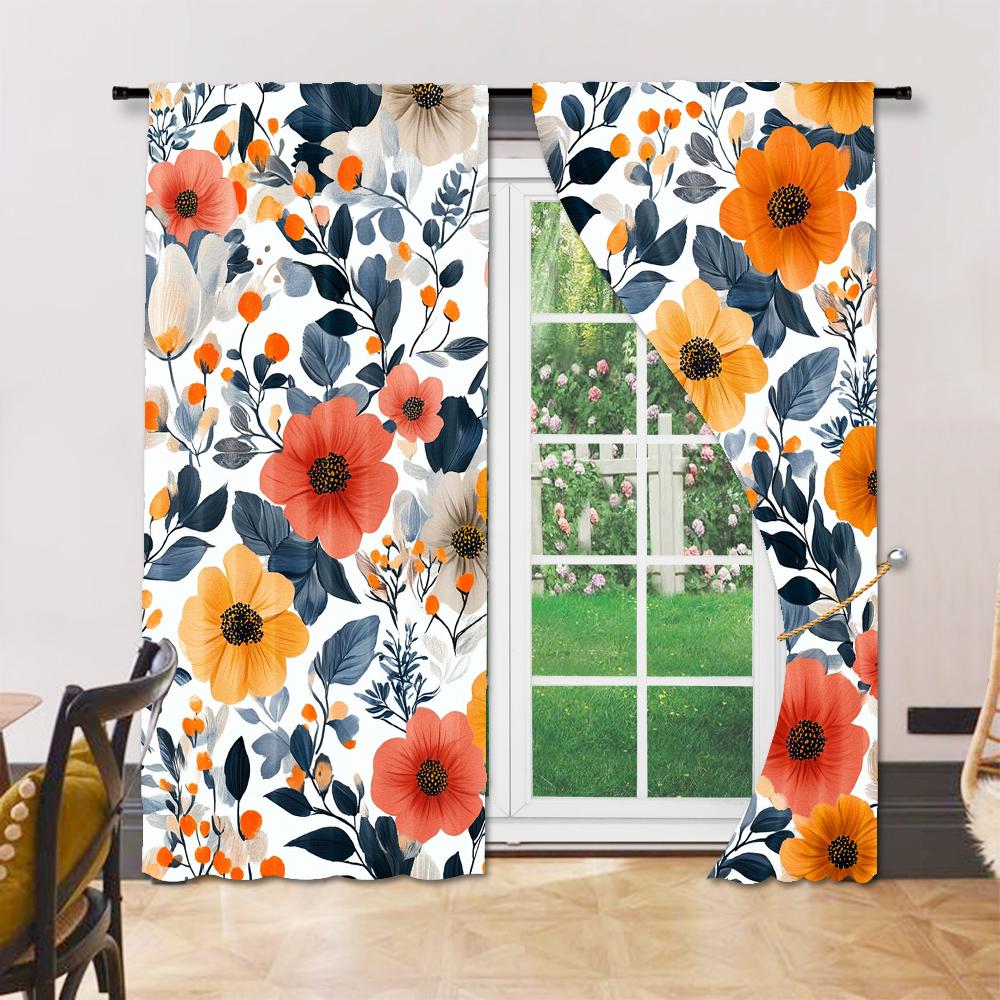 Set Of 2 Versatile Polyester Transparent Curtains Home Decoration Leaf Design Use Bedrooms Living Rooms Vintage Made Sitting Room Window Treatment