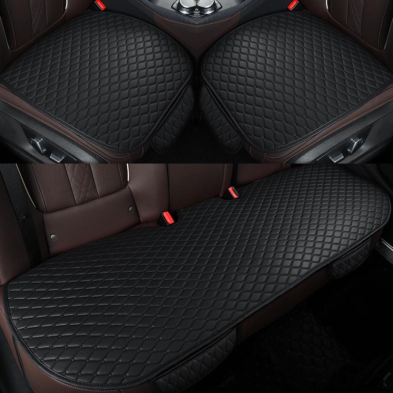 Universal Leather Car Seat Cushion Set with Backrest, Tie-Free Design, Four Seasons Use