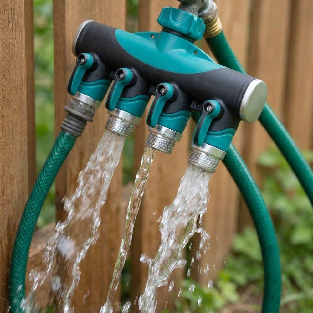 3/4 Inch 4 Way Hose Connector Splitter Zinc Zinc Zinc Alloy Garden Irrigation Splitters Yard Use