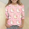 Kids Animal Print Crew Neck 3/4 Sleeve Casual T Shirt Soft Fabric Comfortable Fit Lightweight Design Suitable for Everyday Wear
