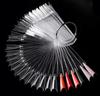 Nail Art Fan-Shaped Color Card: 50 French Long Pointed Display Tips with Iron Ring for Practice/False Nails