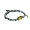 Natural Blue Topaz Bracelet with 925 Silver Inlay - Yellow Wealth God Chinese Style
