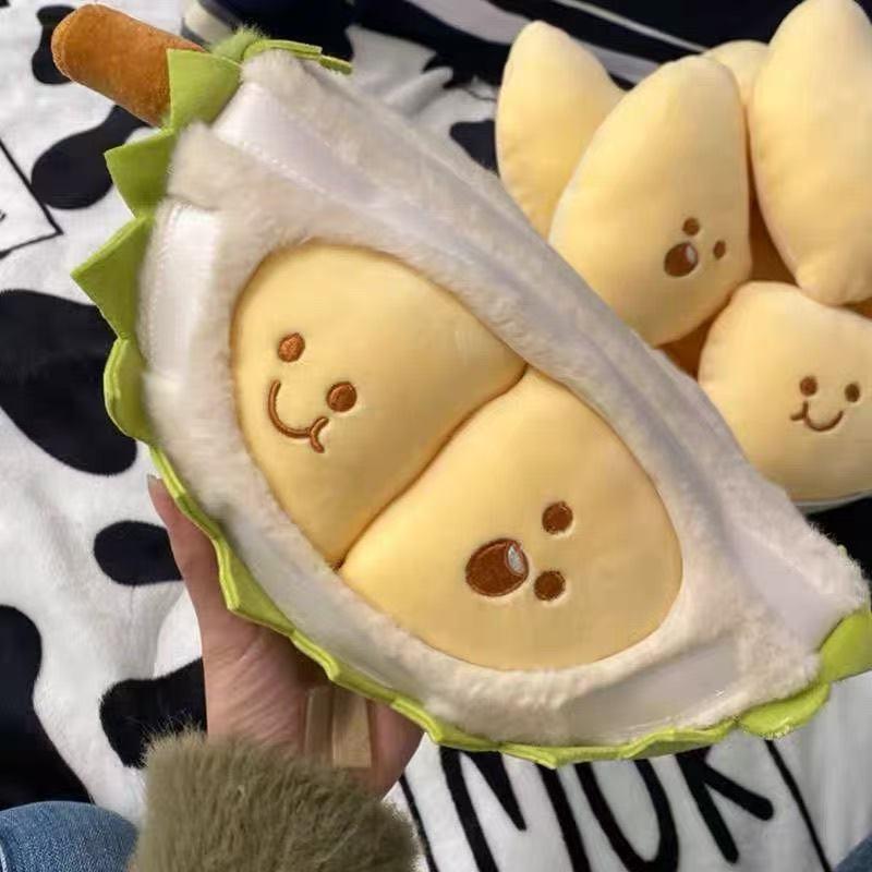 1 Set Fun Tearable Peeling Durian Pillow Fidget Toys Kids Creative Simulation Detachable Durian Plush Toy Boys Girl Gift