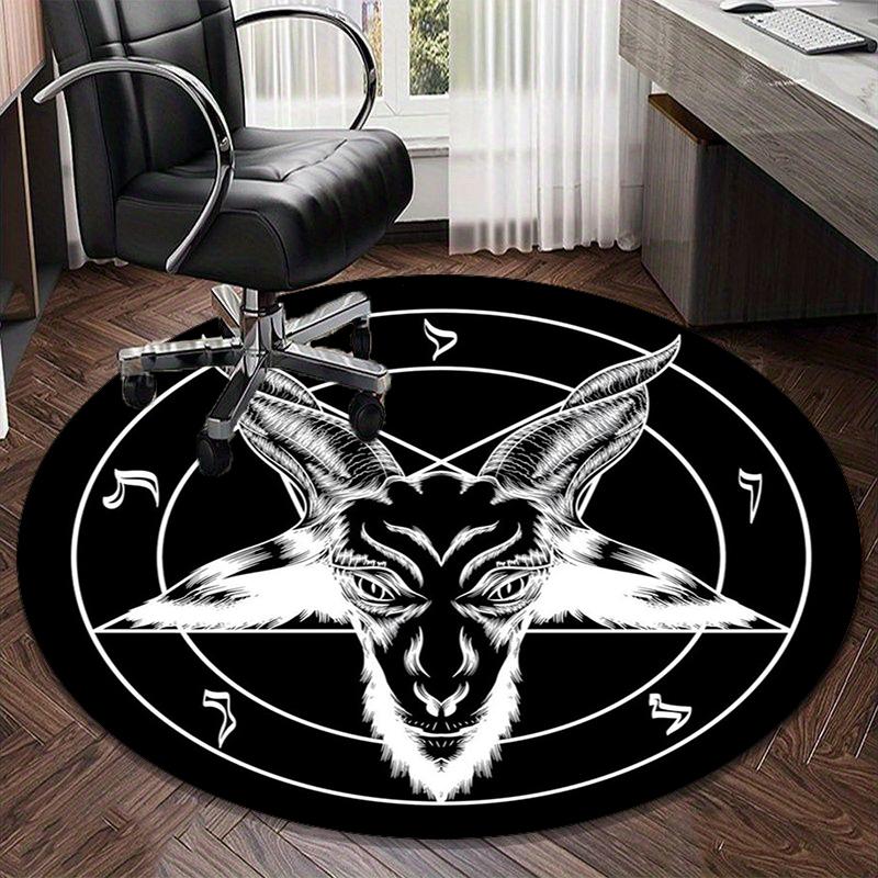 Devil's Horns And Symbols round carpet Chair cushion Round Entryway Rug, Soft Round Rugs for Living Room, Bedroom, Circle Carpet decor gifts