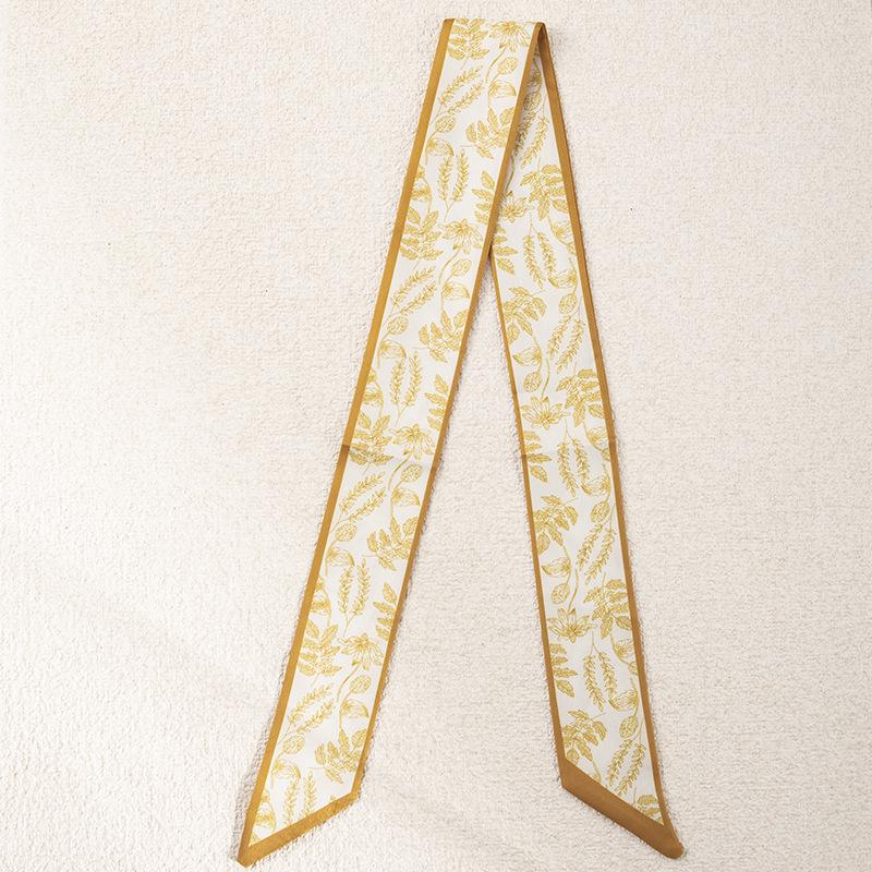 New Floral Hair Tie Set: Thin Braided Ribbon Bow and Scarf In Gift Box