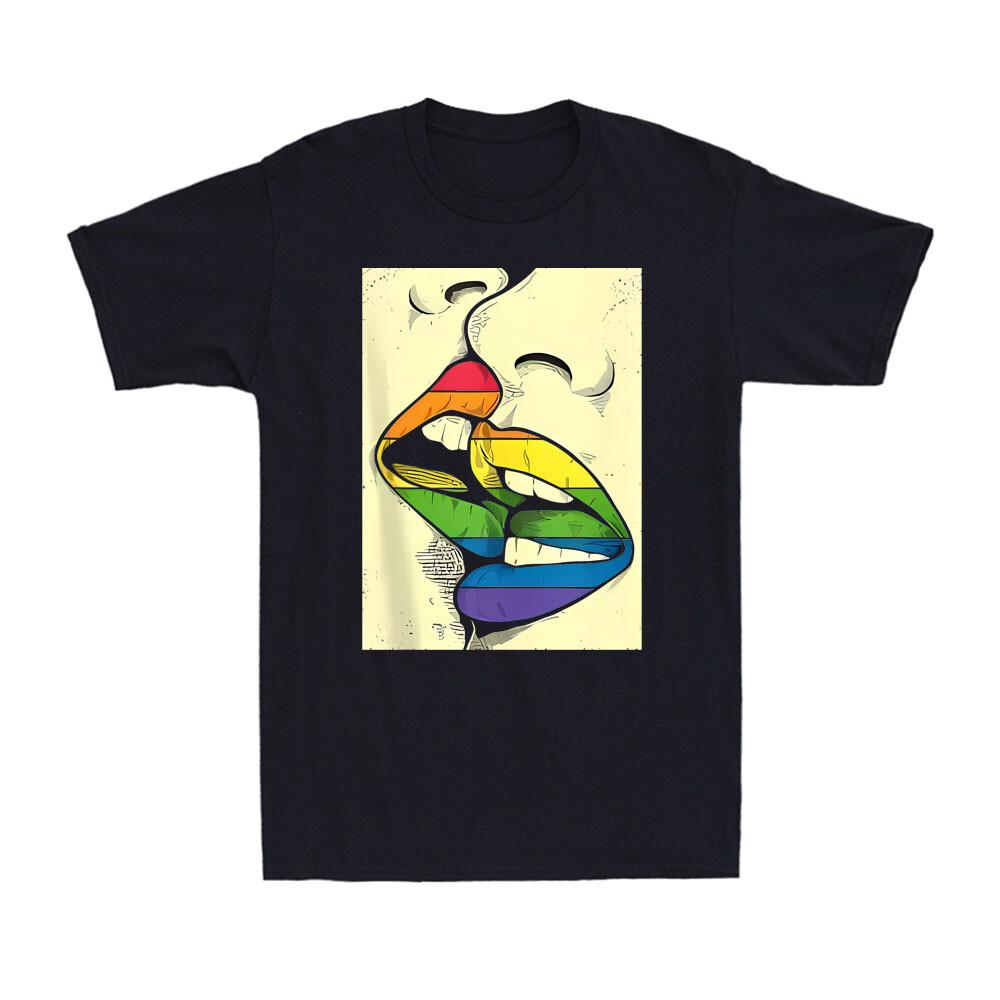 Women Kissing Lesbian Pride Flag LGBT Pride Lesbian Pride Novelty Unisex T-Shirt