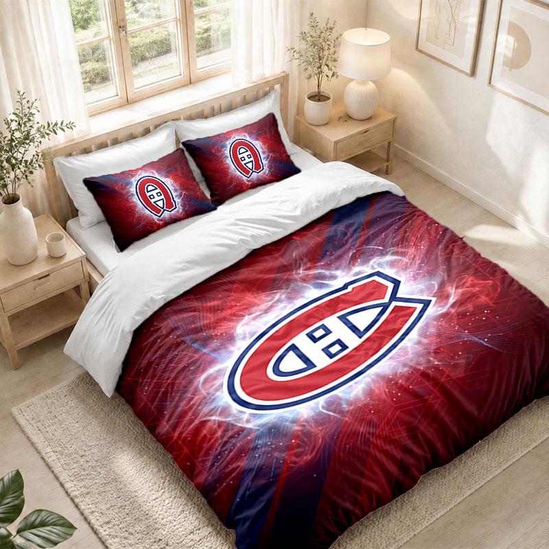 Bedding Set 1 Duvet Cover 2 Pillowcases Montreal Canadiens Print Bedroom Home Decoration