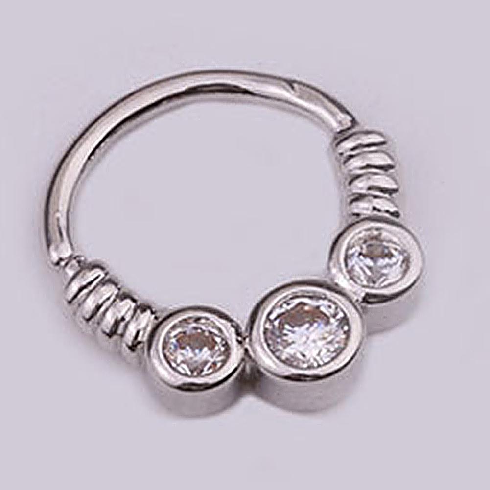 1Pc Women Cubic Zirconia Inlaid Nose Ring Helix Earring Hoop Piercing Jewelry