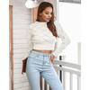 New Knitted Pullovers Women Autumn Winter Casual Long Sleeve Hollow Out Sweater Crop Top