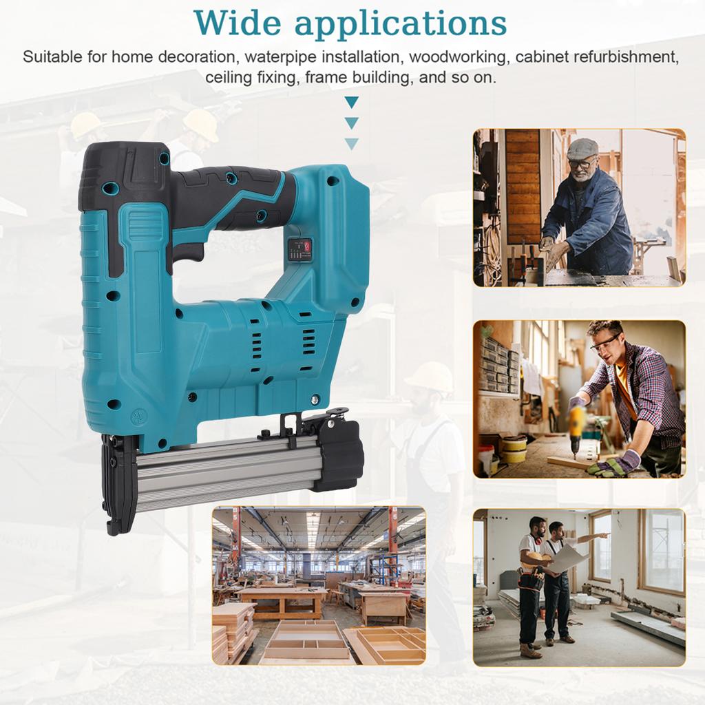 Cordless Nailing Machine 20V Electric Stapler with 100pcs F32mm Straight Nails and 100pcs N shaped Nails Powered By