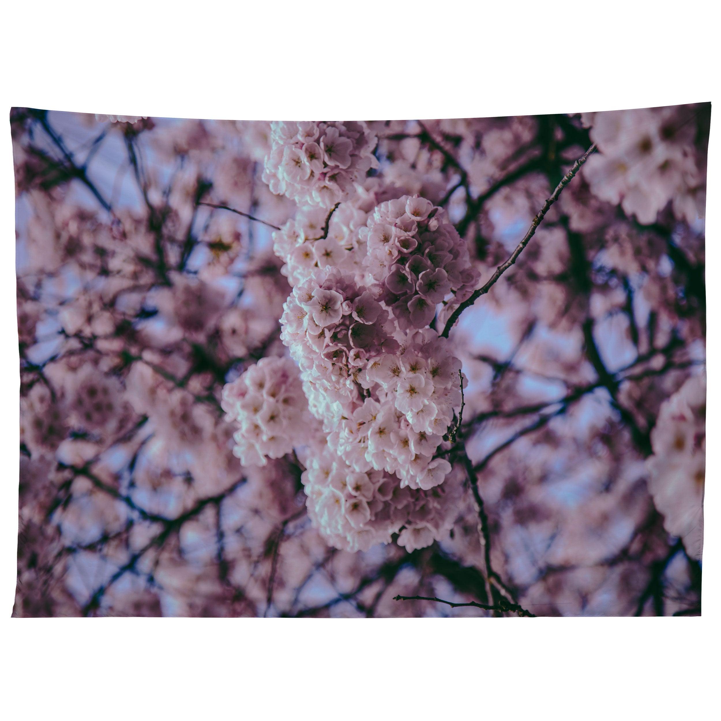 CHERRY BLOSSOMS PHOTO tapestry 75x100