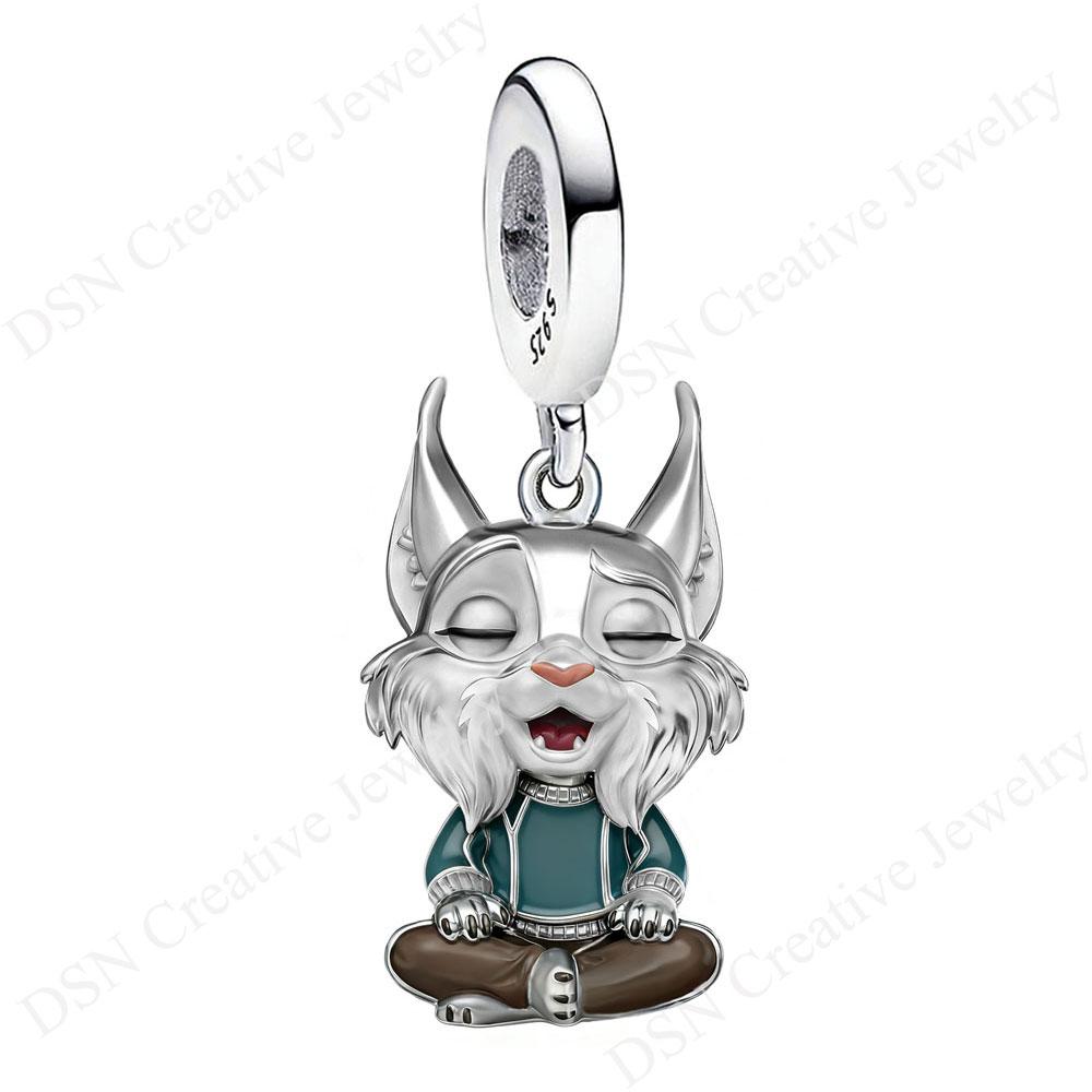 

DSN creative pendant S925 Silver dangle Charms Disney Zootopia Lynxley Pendant Women Luxury Jewelry Accessories Gift красный
