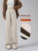 Drapey Wide-Leg Herringbone Acetate Wool Pants - Women's Comfortable Slimming Casual Style