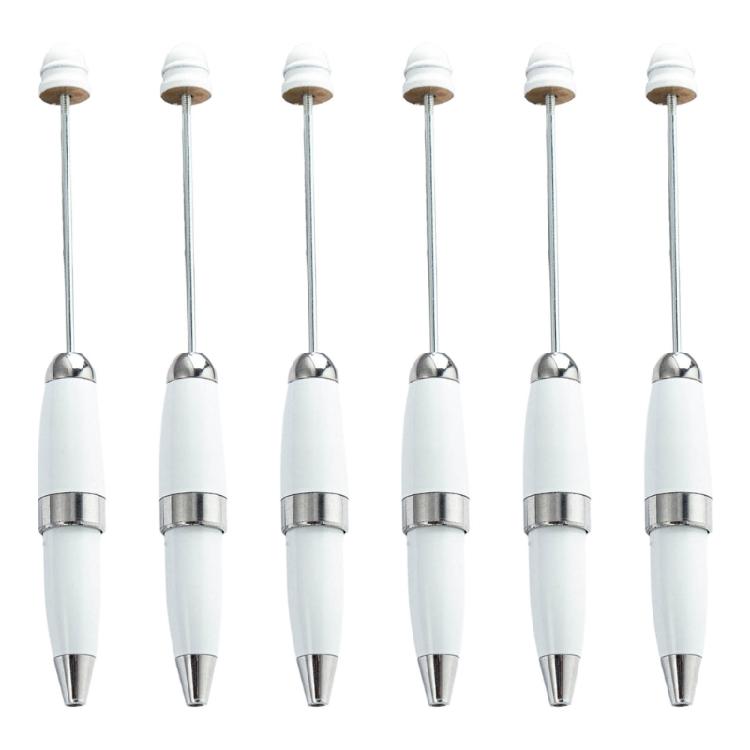 6x 1.0mm Writing Pen Beadable Ballpoint Pen Creative DIY Beaded Pen for Student белый