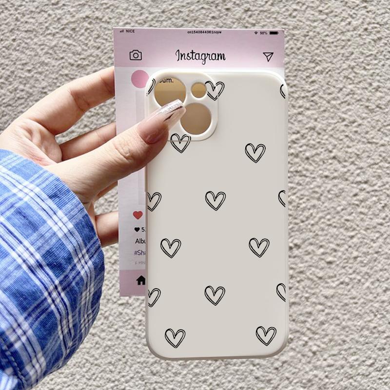 Simple Love Heart Case For iPhone 16 Pro Max 17 16 15 11 12 13 Pro Max 14 15 Plus 17 7 8 X XR XS Max Soft Siicone Phone Cover
