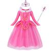 Rochie Carnaval Princess Aurora, Sleeping Beauty, Christmas, Halloween, With Crown, Scepter, Polyester, Pink, 120CM