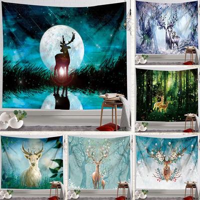 Christmas Elk Deer Tapestry Wall Decor Aesthetic Tapestry Home Decoration College Dorm Room Decor Art Tapestry Wall Hanging Decor