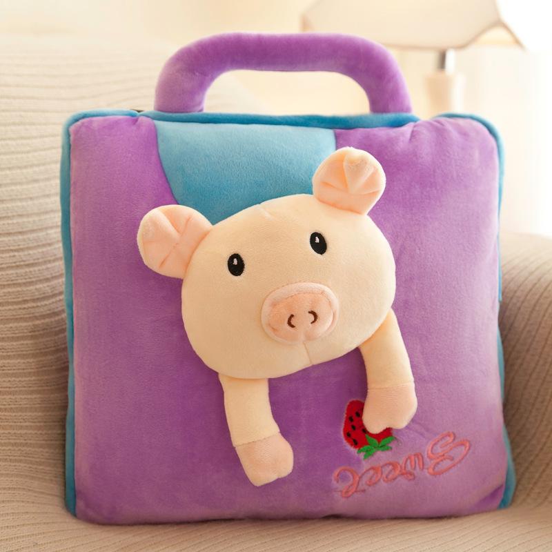 Dual-Use Cute Cartoon Pillow Blanket: Car & Office Nap Cushion