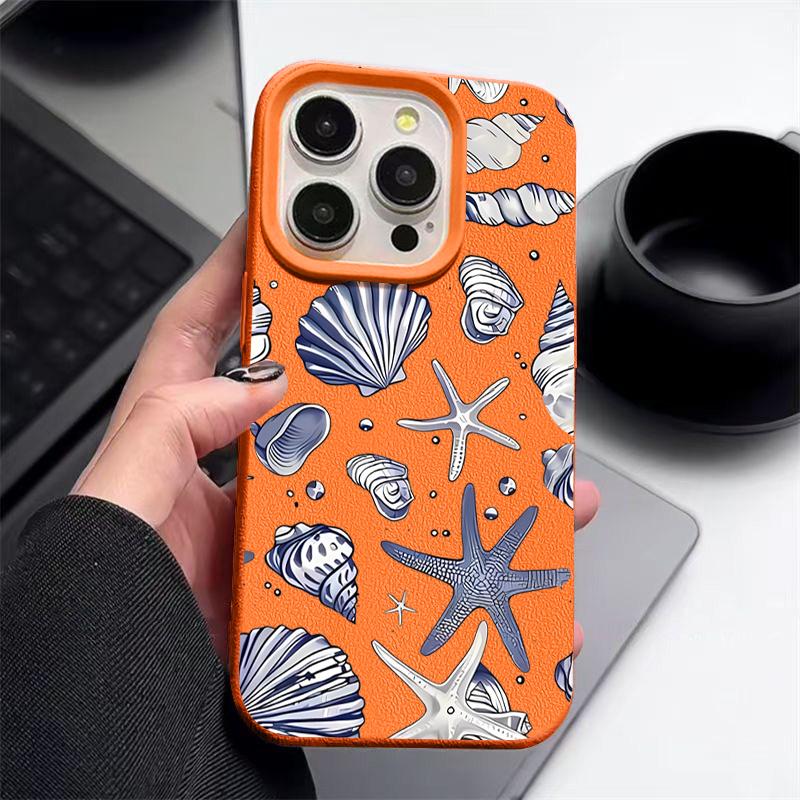 Muschel Seestern Muster Anti-Fall Weiche Handyhülle Für iPhone 16 Pro 16E 15 14 Pro Max 13 12 11 Slim TPU Stoßfest Matt Bumper Abdeckung Hülle