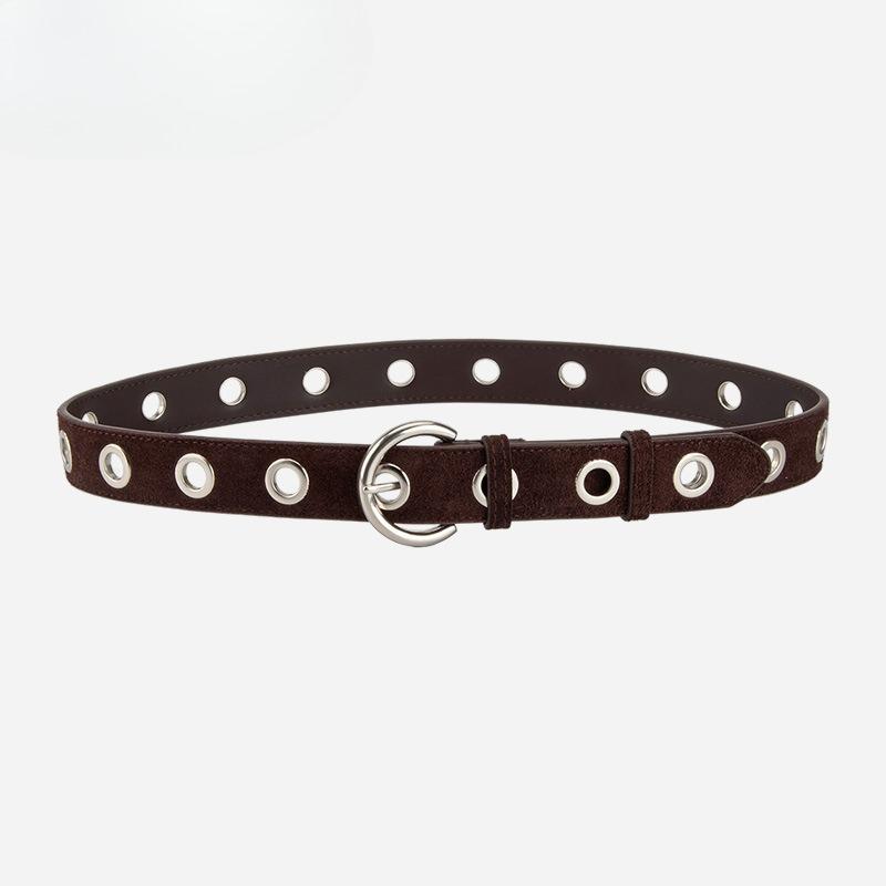New Punk Style Genuine Leather Belt for Women Matte Fashion Versatile Jeans Decorative Trendy Belt for Women