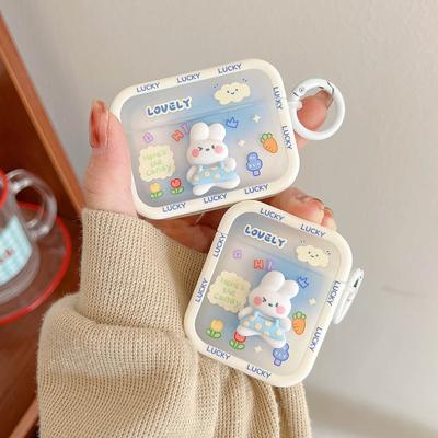 Cute 3D Cartoon Rabbit Cloud Flower Illustration Wireless Headset Case For Apple Airpods Pro 2 1 3 Lucky Shockproof Earphone Box