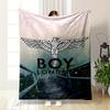 Boy London Eagle Brand Logo on Foggy Stairs Blanket Throw, Pastel Grunge Fashion Design for Everyday Comfort, Cozy Fan Bedding, All Seasons Gift