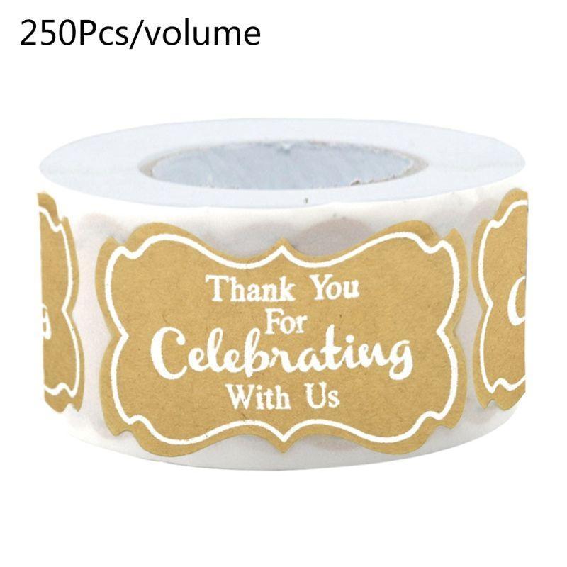 

Thank You for Celebrating with Us Stickers 500pcs/roll Small Business for Express Blessing Give Back Thanks for Company жовтий