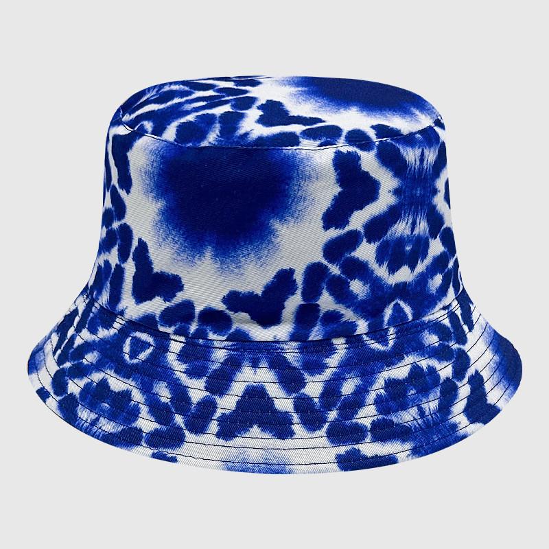 Neutral Summer Tie Dye Printed Fisherman Hat Outdoor Breathable Hat Sunshade