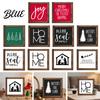 Minimalist Rustic Home Art with Picture Ornament Frame Accent Wooden Christmas Wall Text Patterns American Style Farmhouse Tabletop