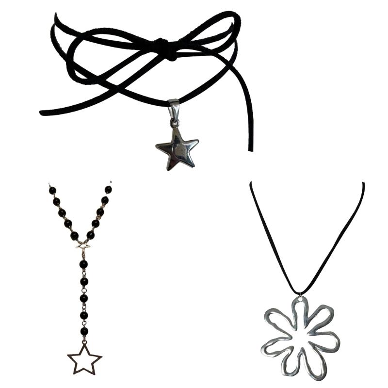Star Flower Pendant Necklace Sweet Cool Clavicle Chain Necklace Fashion Jewelry