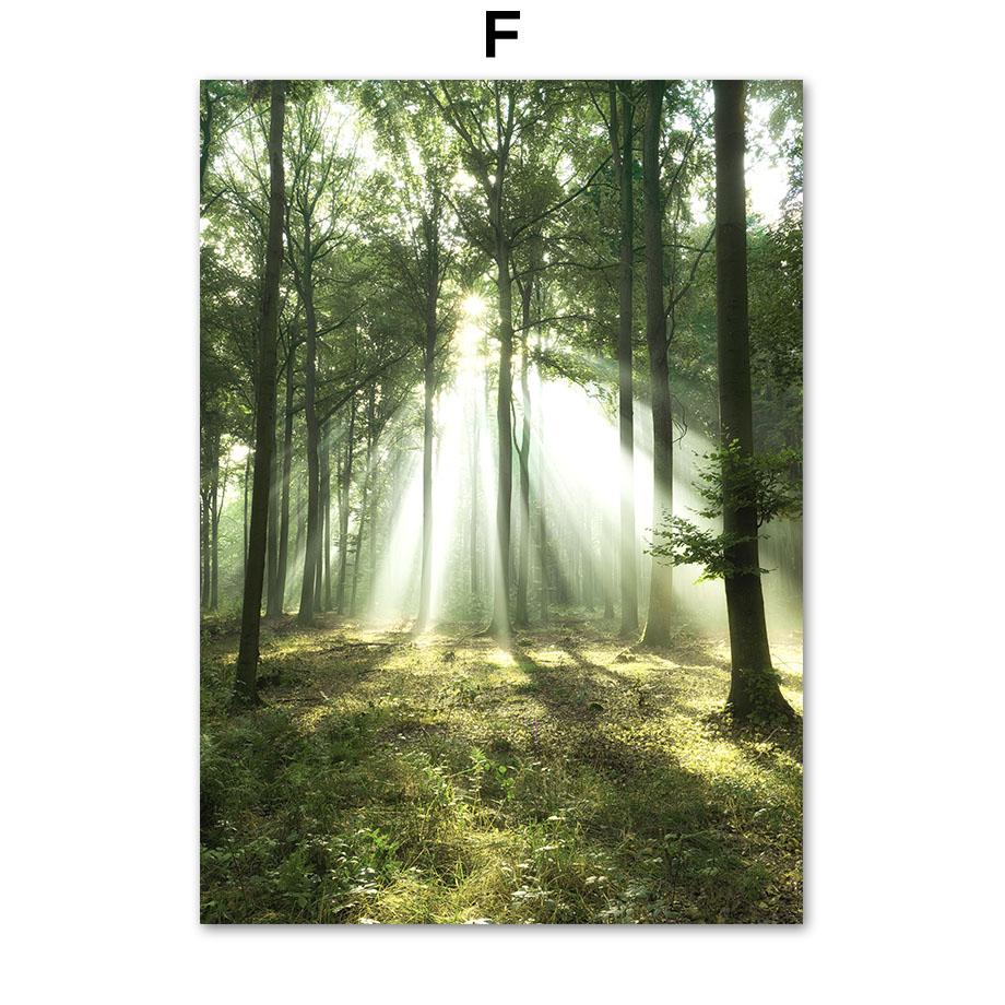 Green Leaf Boat Flower Forest Mountain Waterfall Posters And Prints Canvas Painting Wall Art Pictures For Living Room Decor