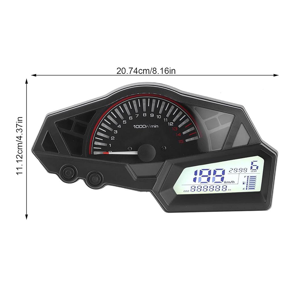 Motorcycle 15000RPM Speedometer LCD Odometer Speed Fuel Gauge Low Oil Level Indicator Flashing Alarm Fit for Ninja 300