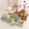 Sweet Kids Sun Straw Hat Sunflower Bee Toddler Outdoor Sun Hat Sun Protection Hat Bag  for Girls